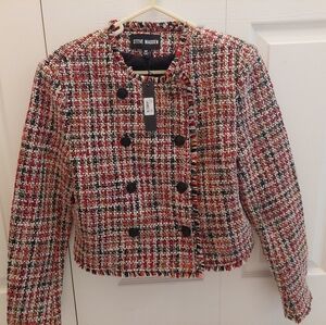 Steve Madden Antoinette Cropped Jacket Speckled Multi Colored Womens Medium